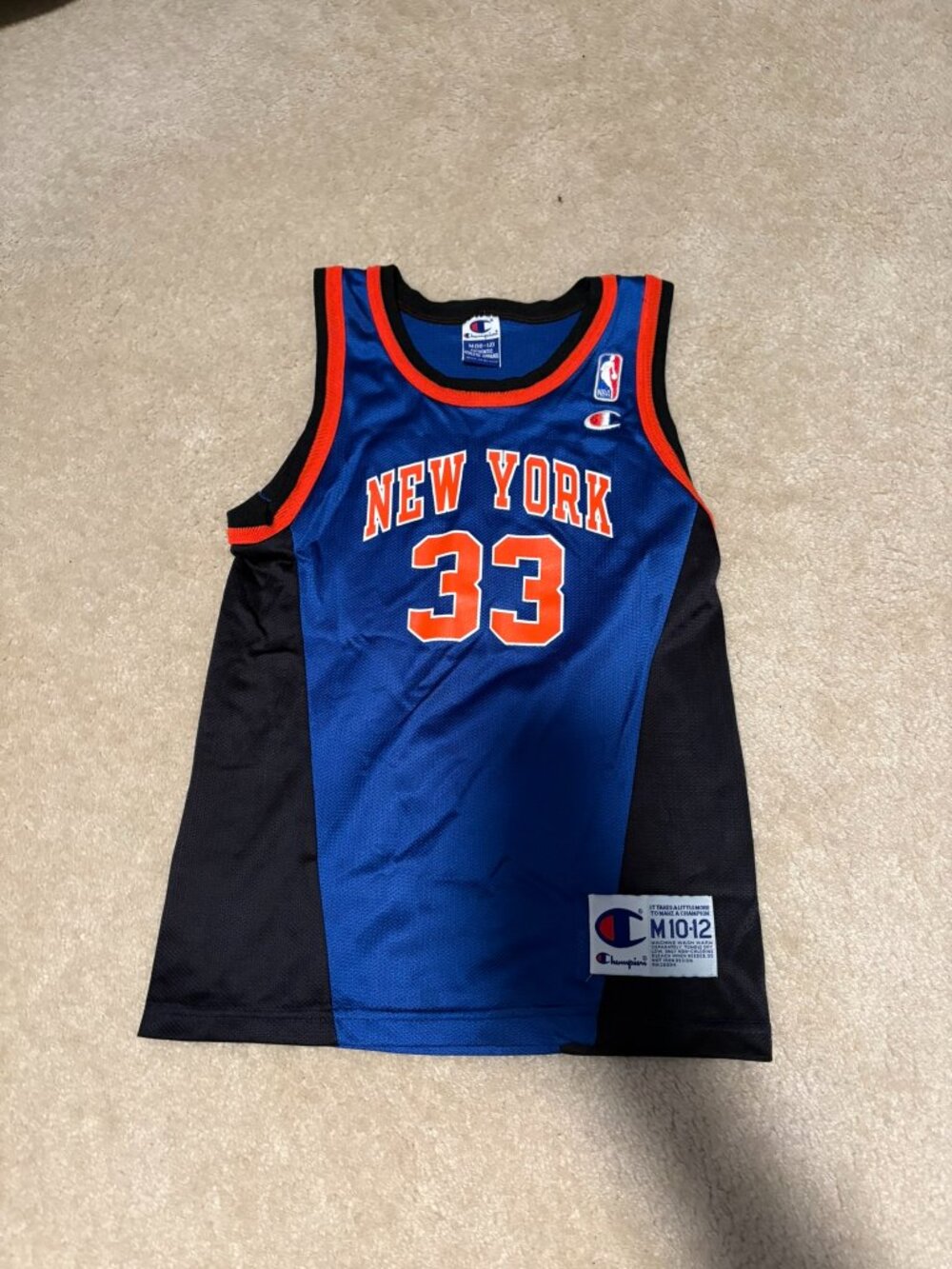 Patrick Ewing New York Knicks #33 Champion Vintage Youth Jersey Size M 10-12